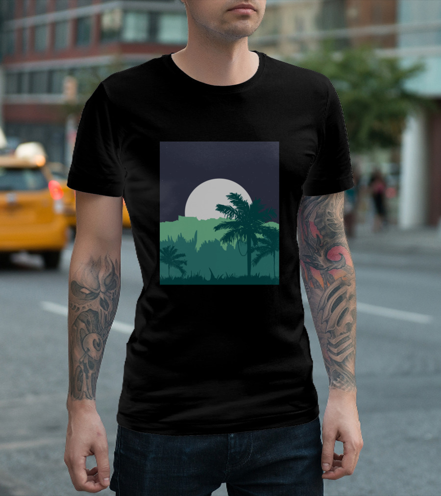 Jungle Night Moonlit Palm T-Shirt