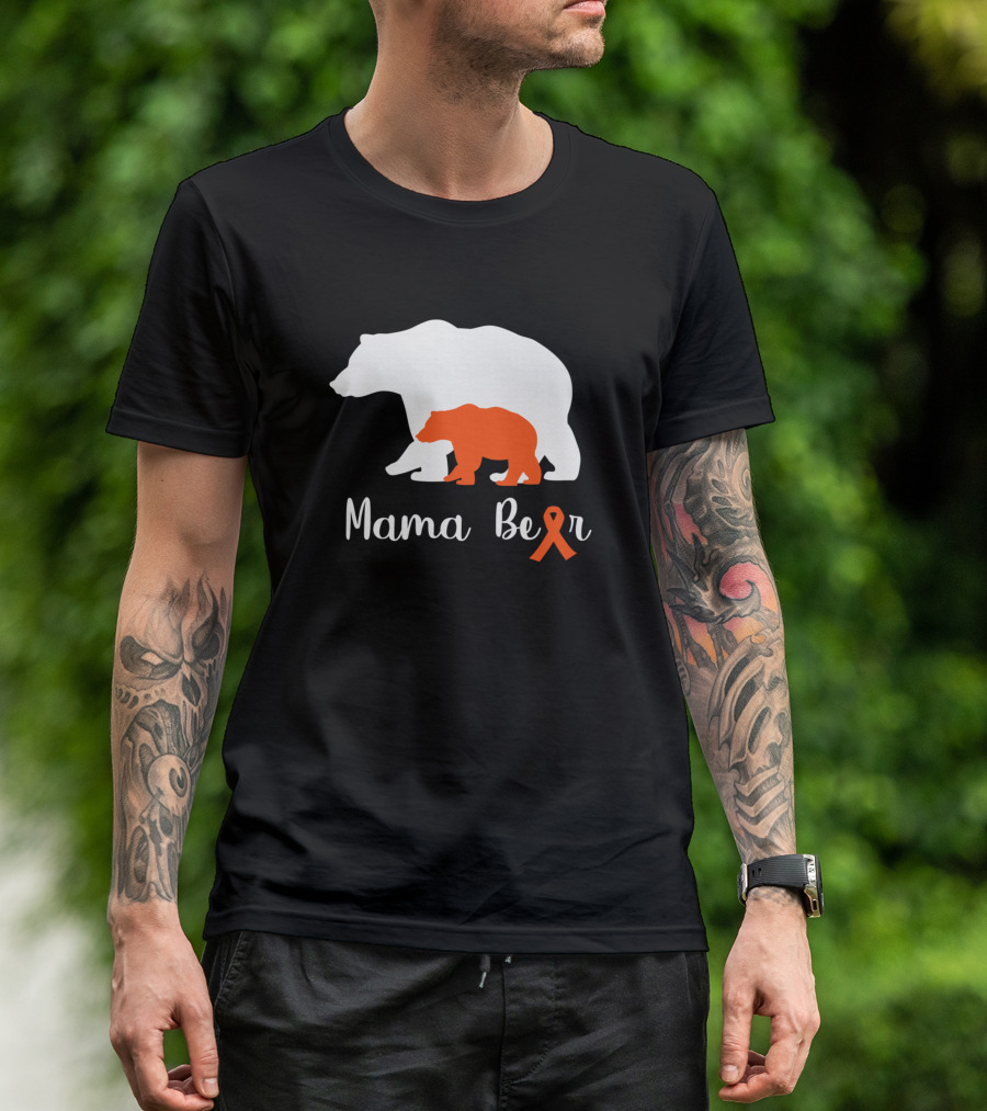 Mama Bear CHD Awareness Orange Ribbon Warrior Support T-Shirt