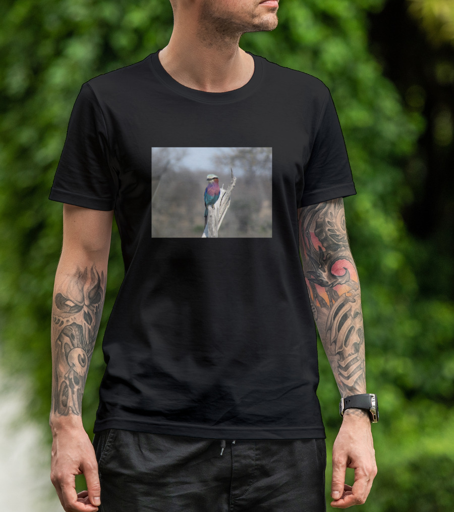 My African Safari Blue Bellied Roller Wildlife Scene T-Shirt