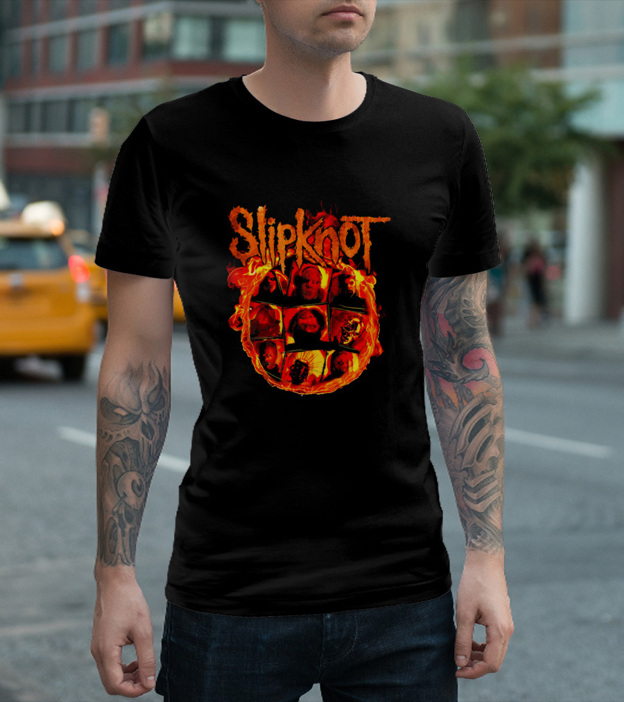 Slipknot We Are Not Your Kind Flaming Faces Circle T-Shirt