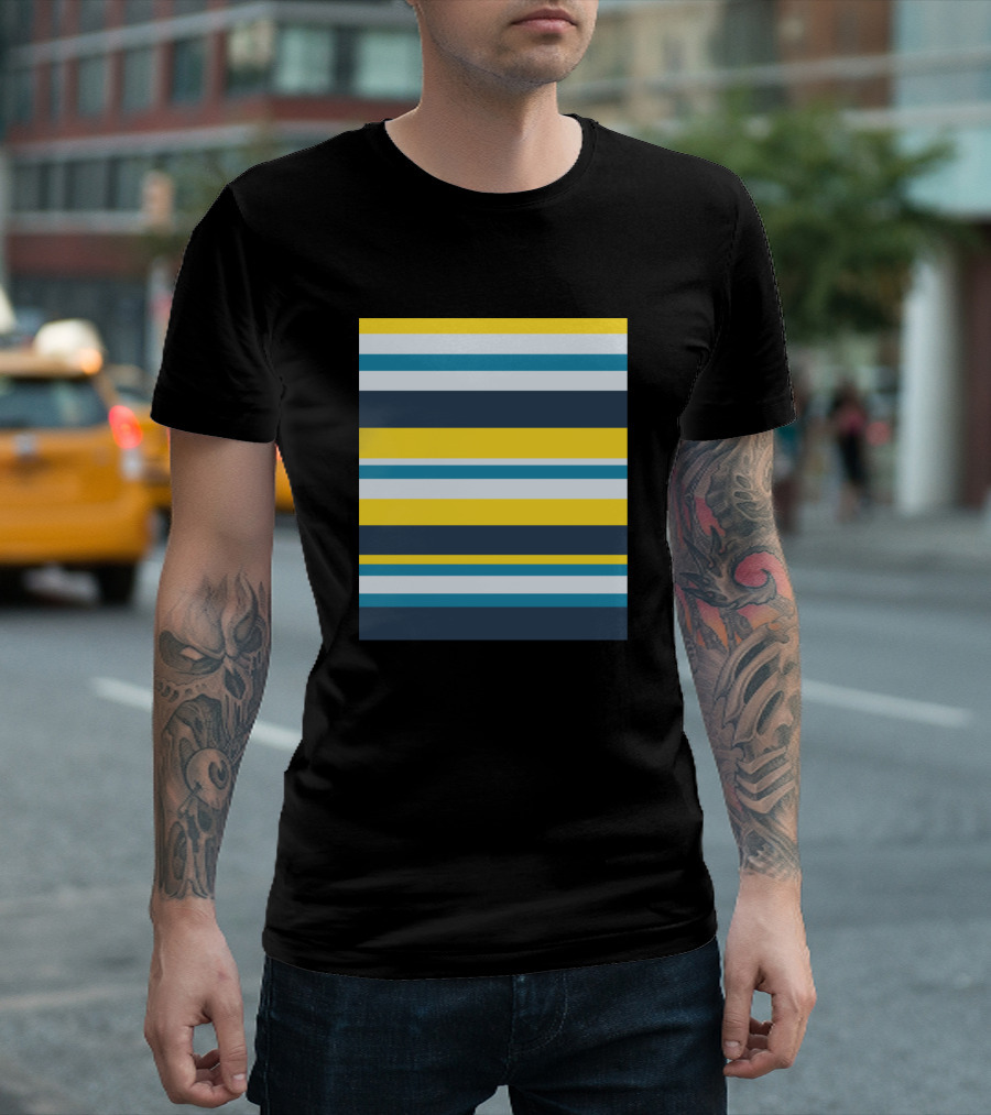 The Power Of Lines Blue Yellow Stripes T-Shirt