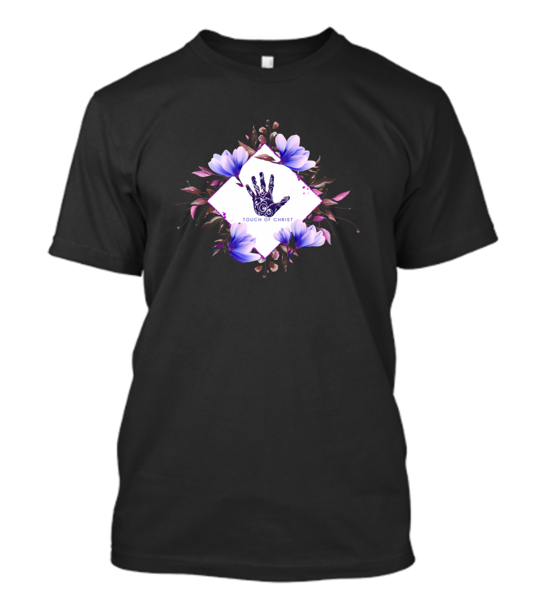 Touch Of Christ Handprint With Floral Frame T-Shirt
