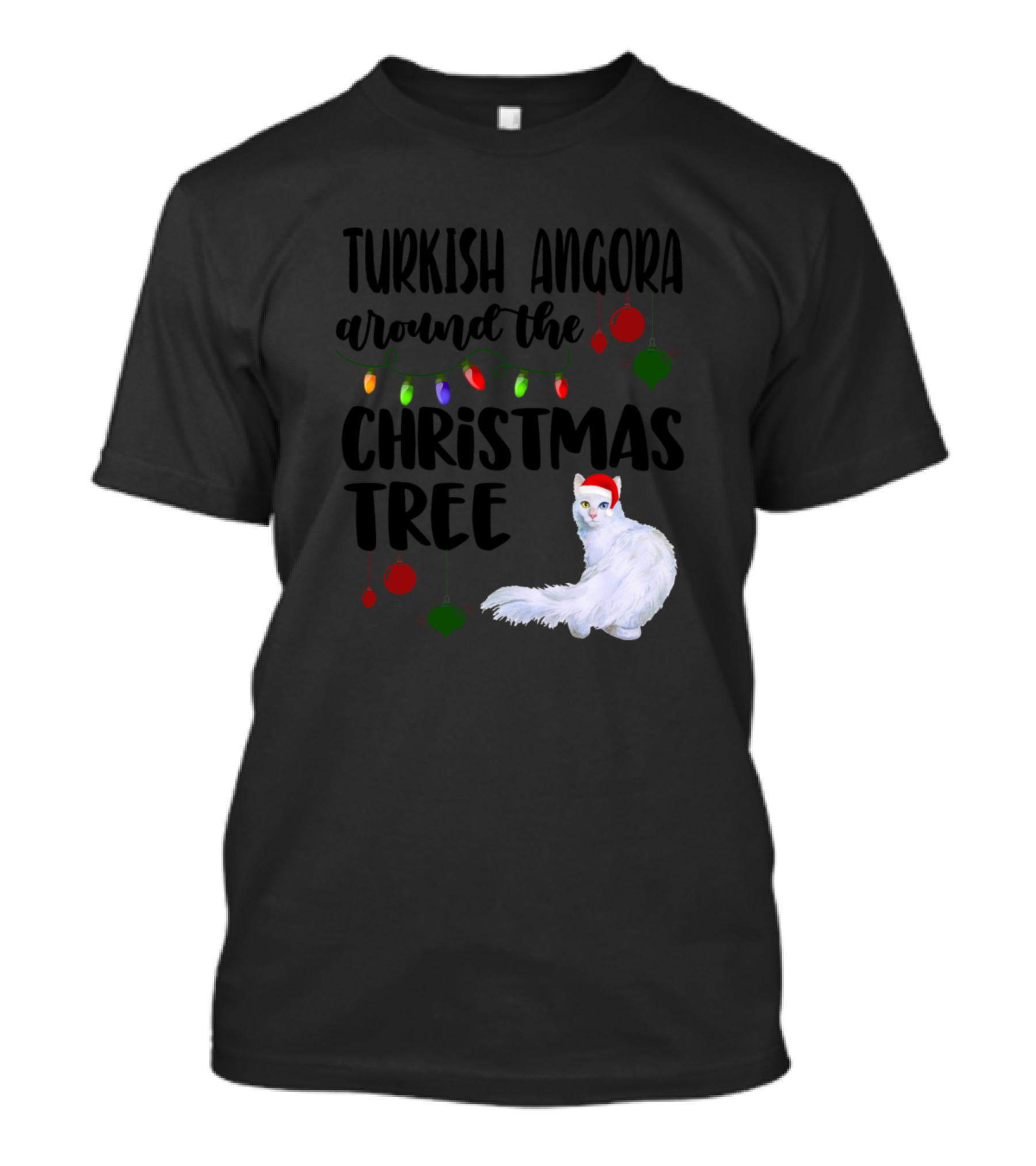 Turkish Angora Around The Christmas Tree Lights And Ornaments T-Shirt