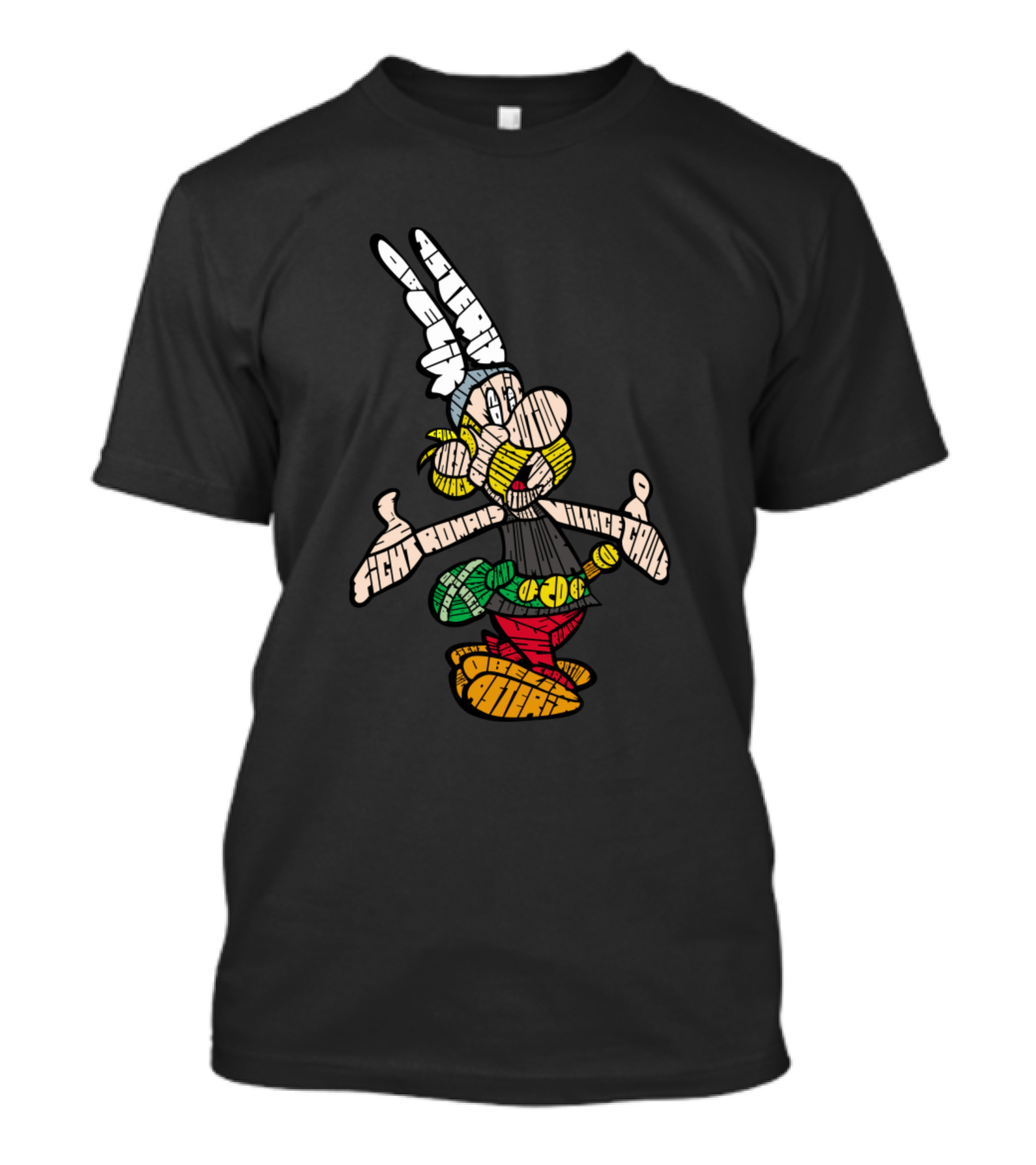 Asterix Obelix Calligram Fich Romains Village Gaulois T-Shirt