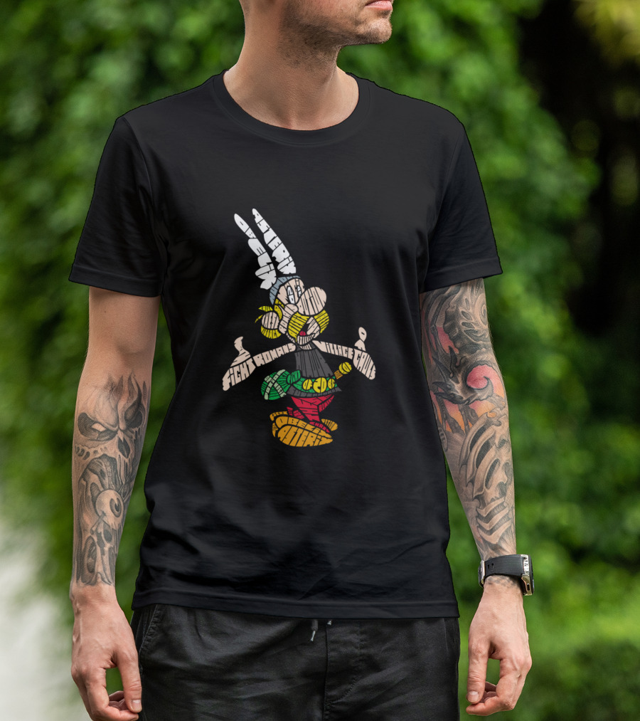 Asterix Obelix Calligram Fich Romains Village Gaulois T-Shirt