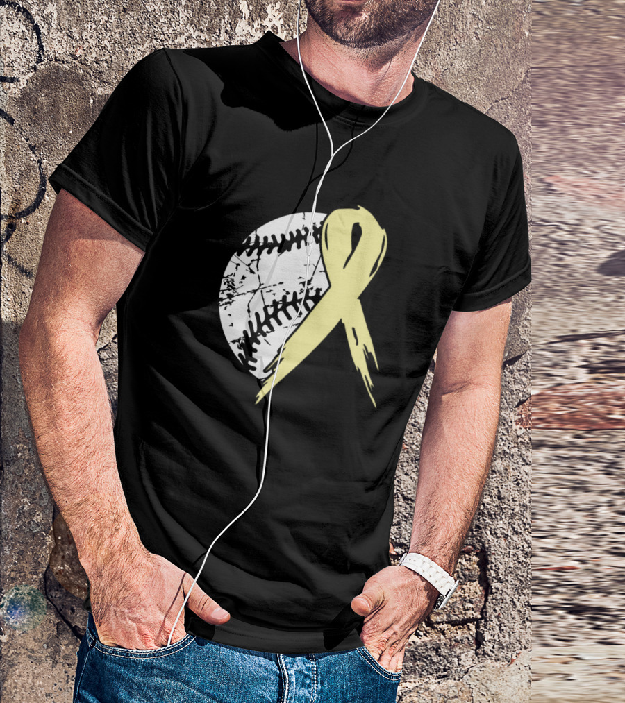 Baseball Tackle Spina Bifida Awareness Ribbon Pale Yellow T-Shirt