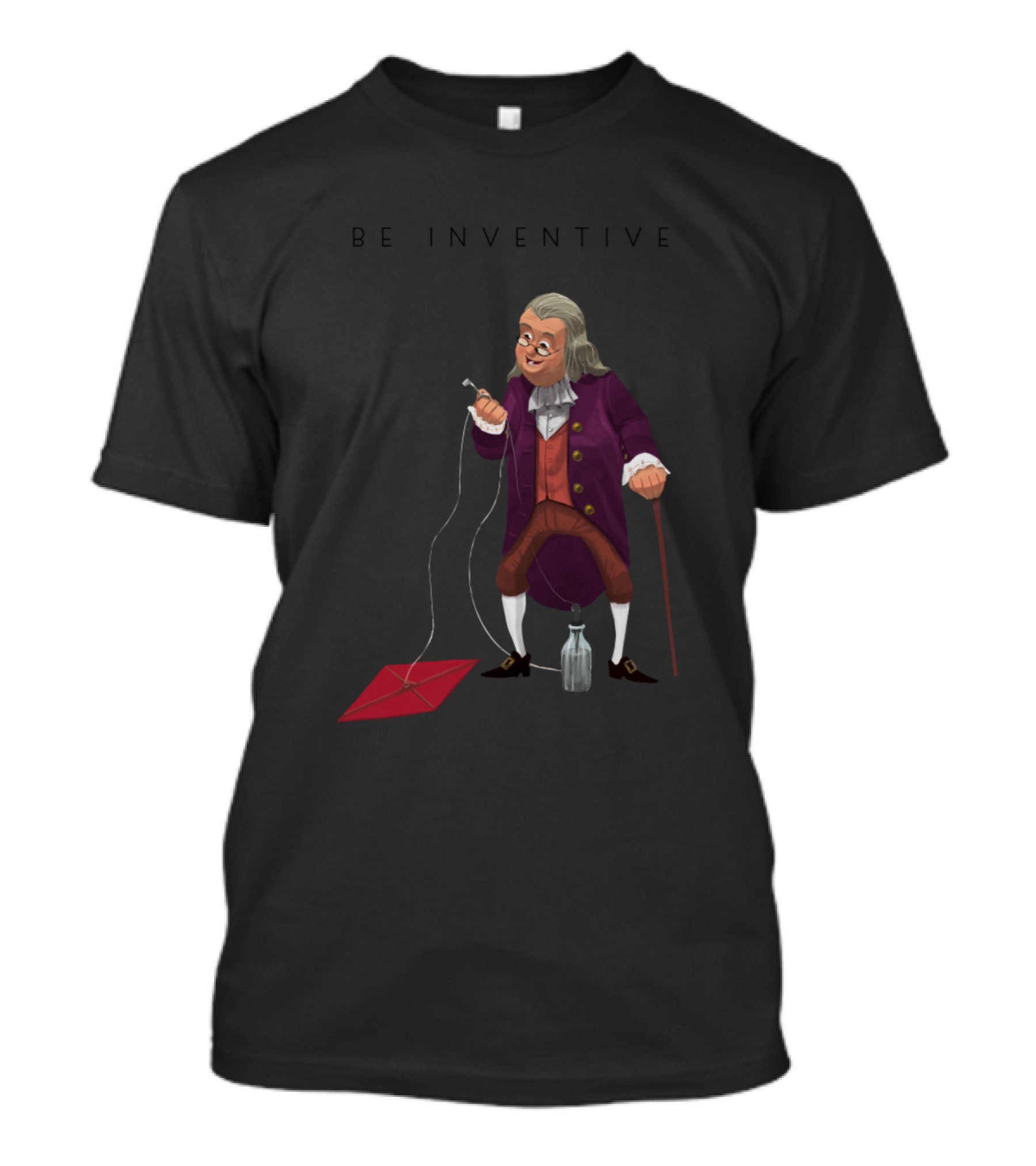 Be Inventive Benjamin Franklin Kite Experiment T-Shirt