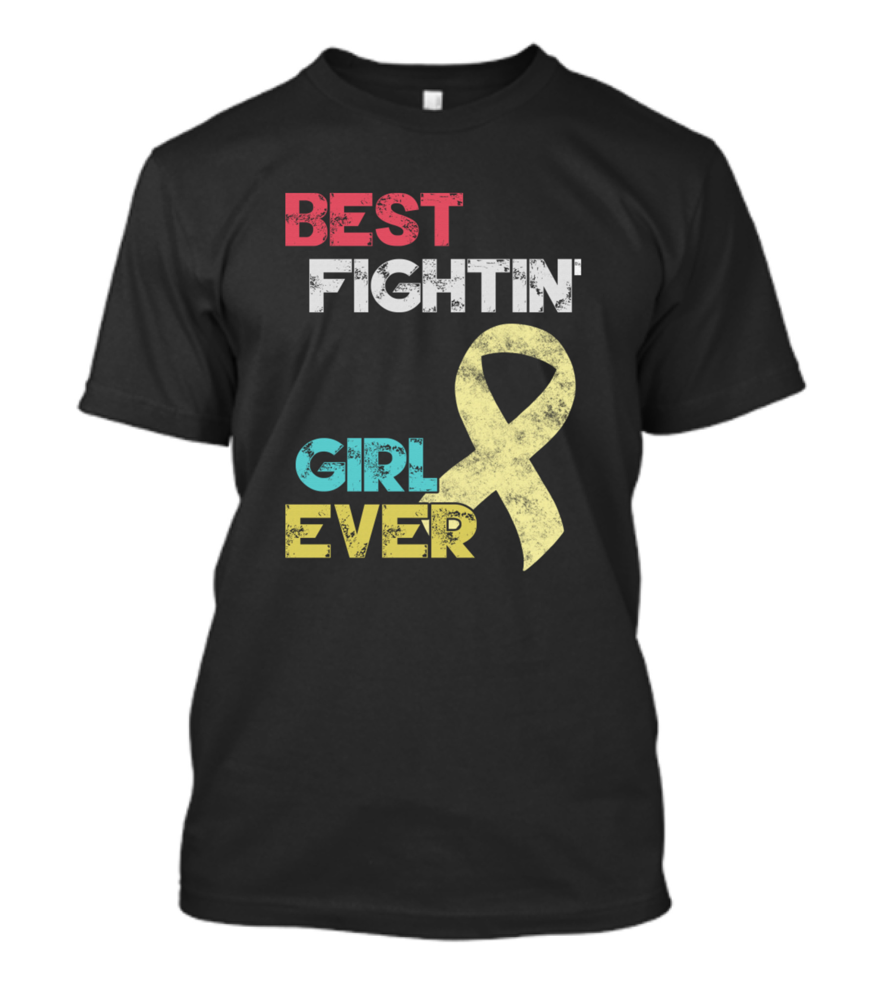 Best Fightin Girl Ever Yellow Ribbon Spina Bifida Awareness T-Shirt