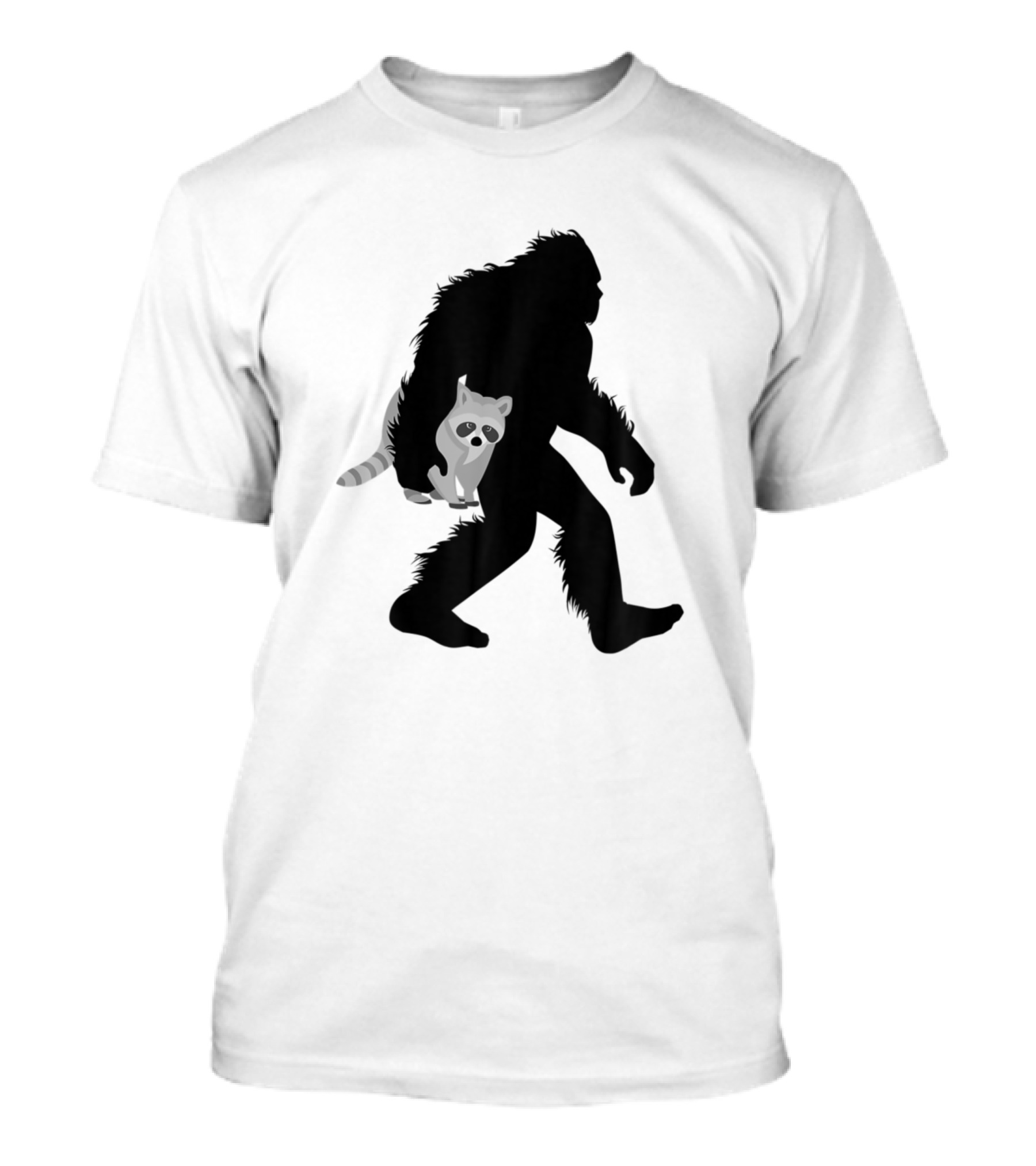 Bigfoot Sasquatch Silhouette With Raccoon Trash Critter T-Shirt