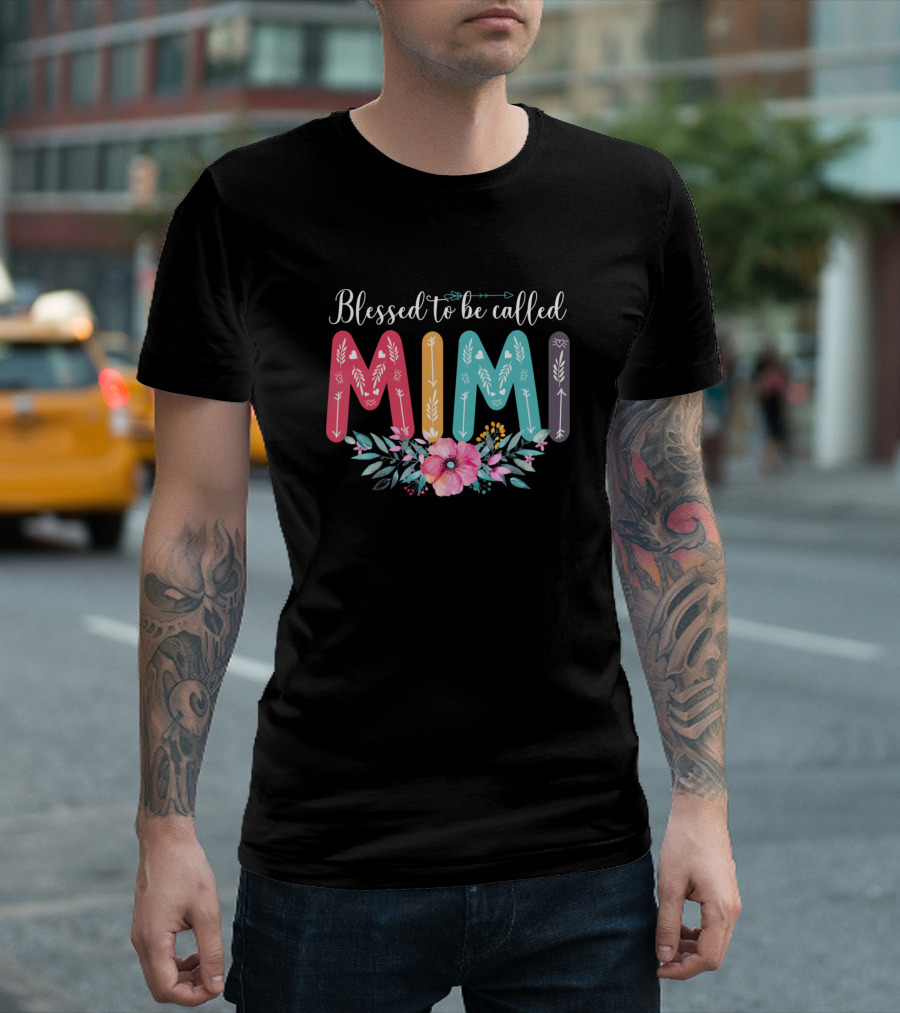 Blessed To Be Called Mimi Colorful Floral T-Shirt