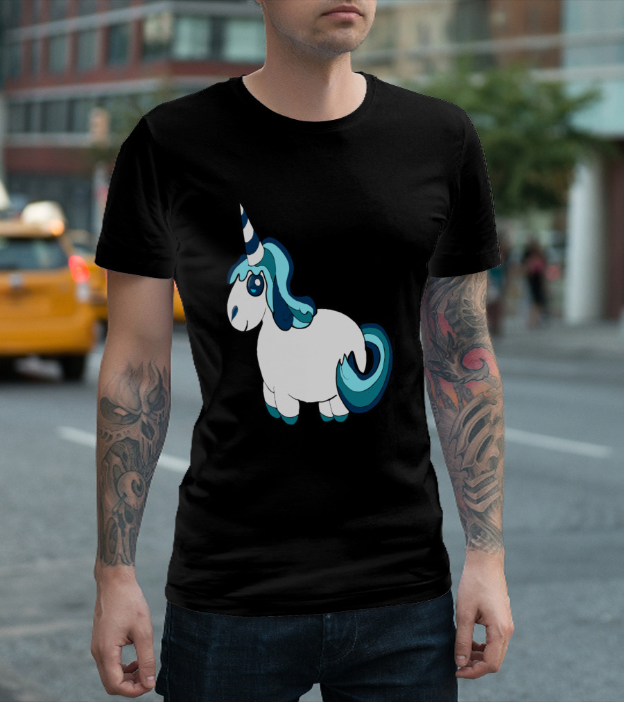 Blue Unicorn Cartoon T-Shirt