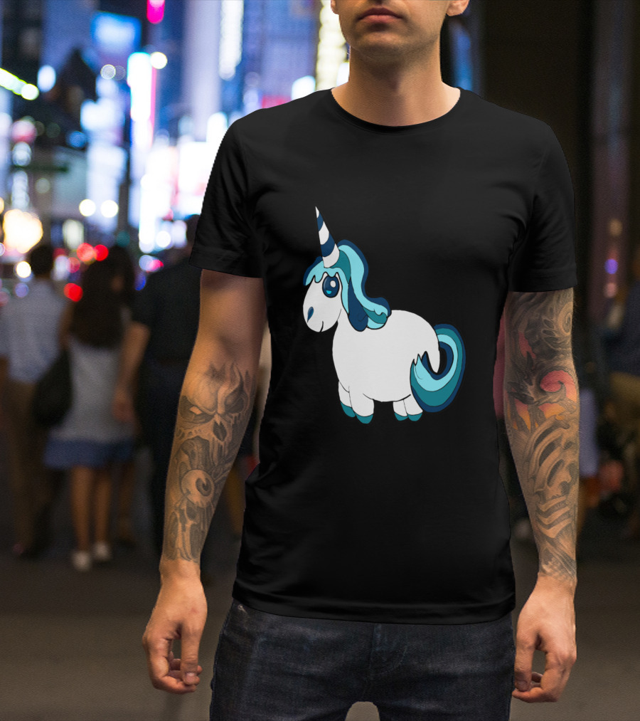 Blue Unicorn Cartoon T-Shirt