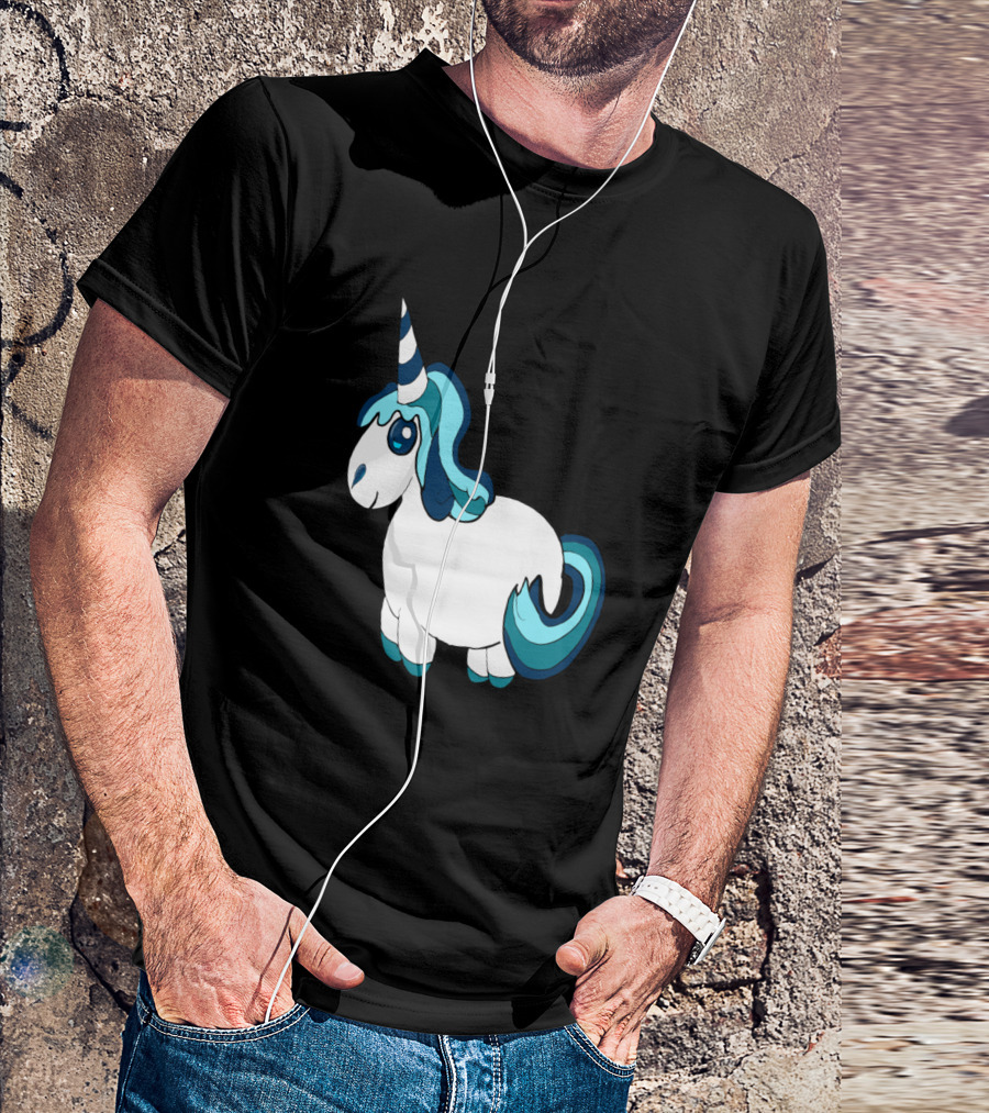 Blue Unicorn Cartoon T-Shirt