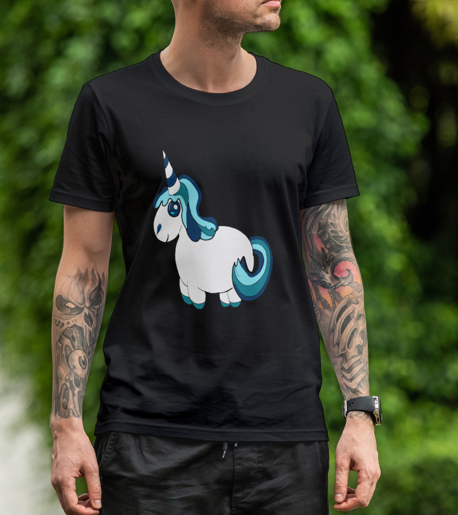Blue Unicorn Cartoon T-Shirt