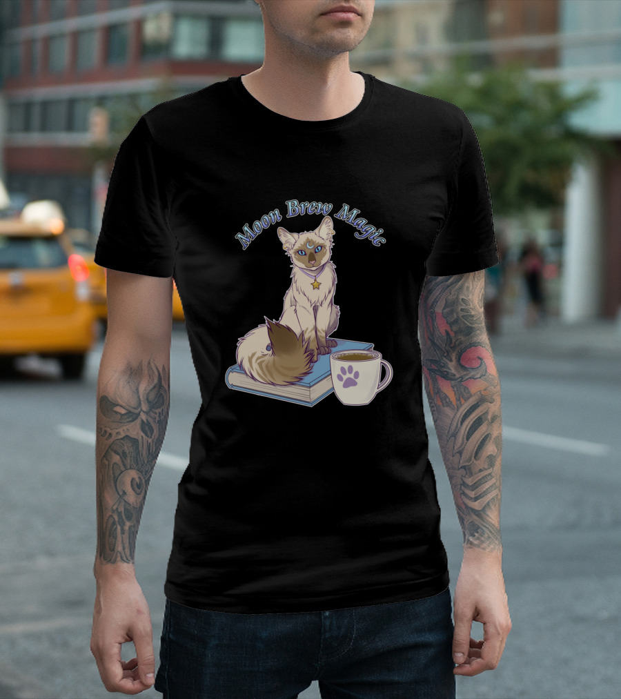 Moon Brew Magic Cute Kitty With Coffee Kitten T-Shirt