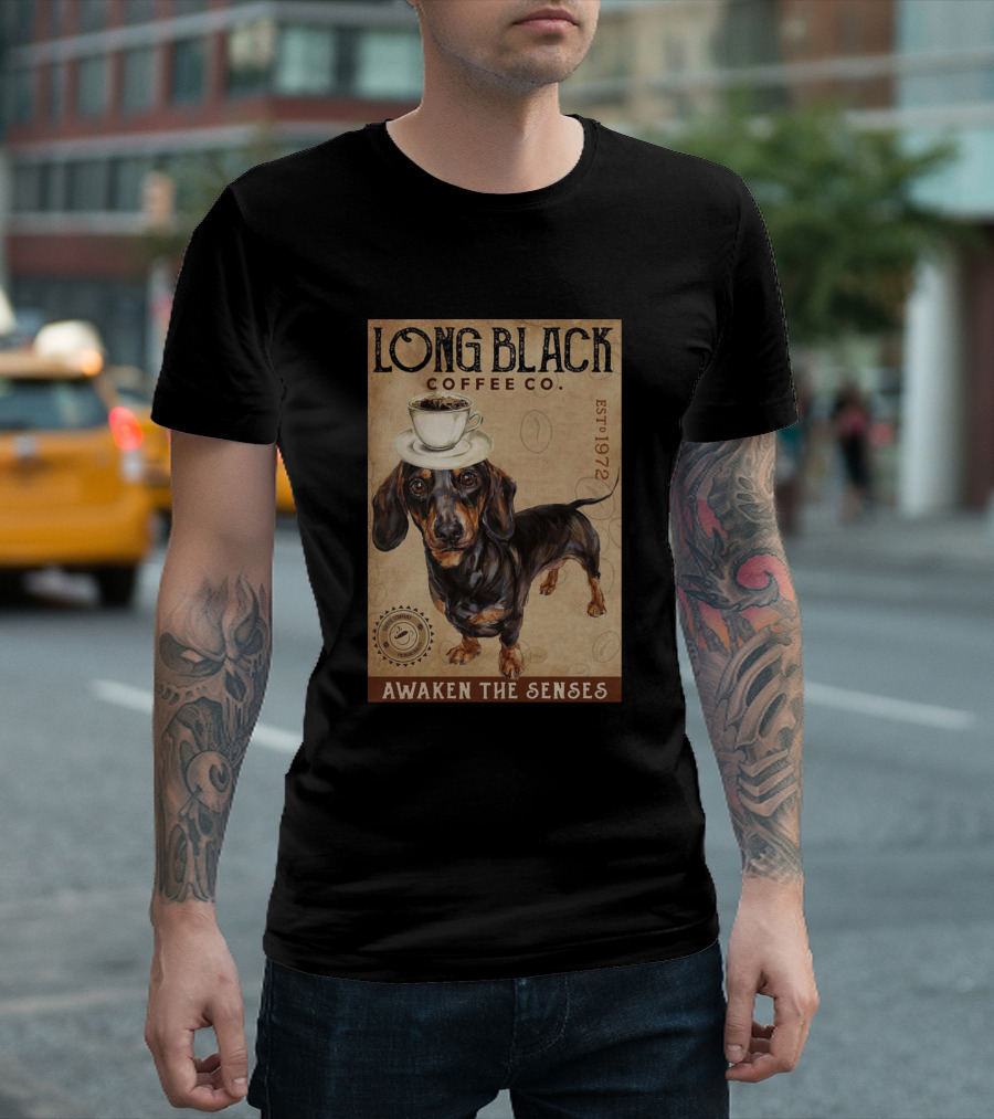 Long Black Coffee Co Awaken The Senses EST 1972 T-Shirt