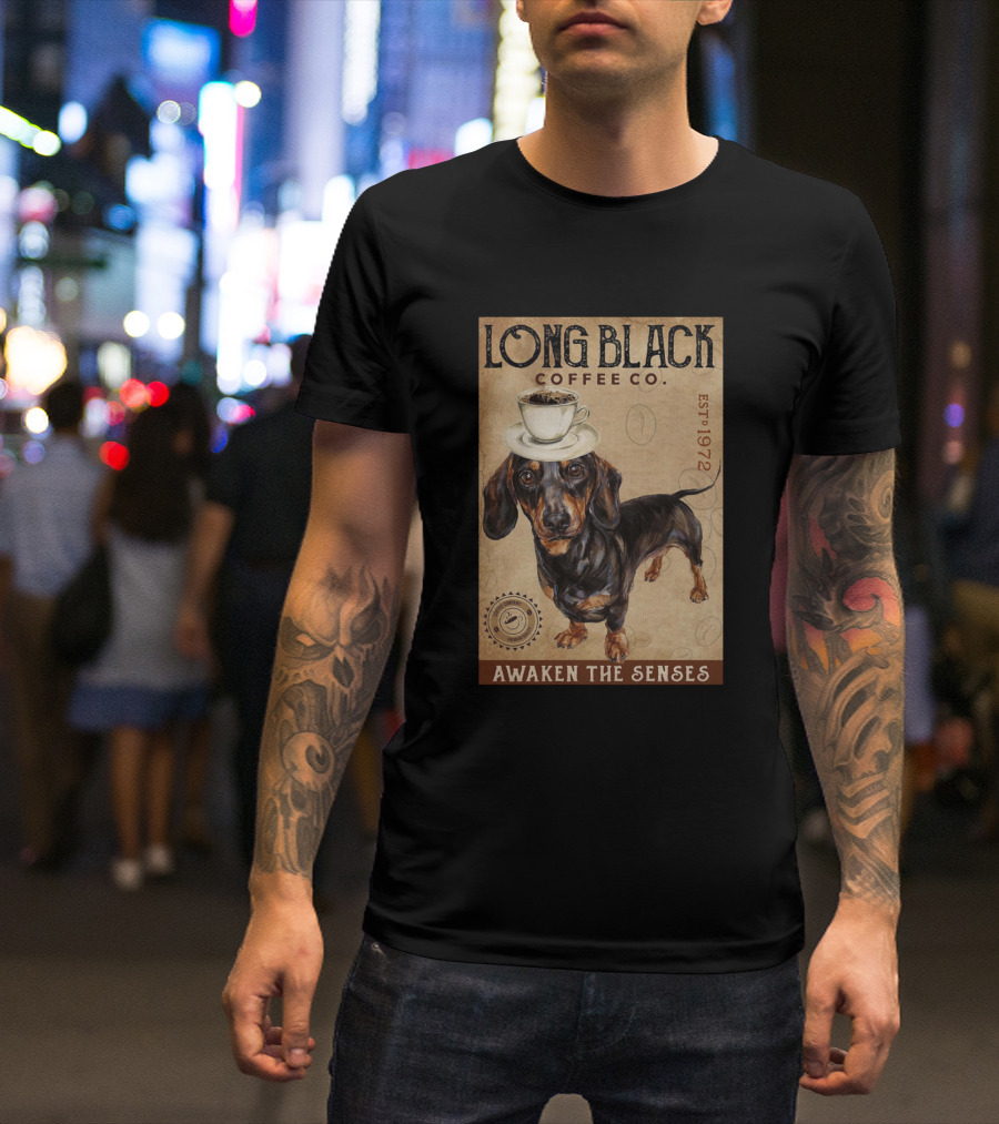 Long Black Coffee Co Awaken The Senses EST 1972 T-Shirt