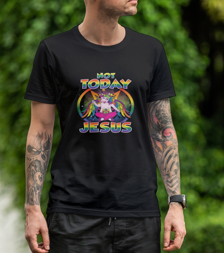 Not Today Jesus Evil Unicorn Devil T-Shirt