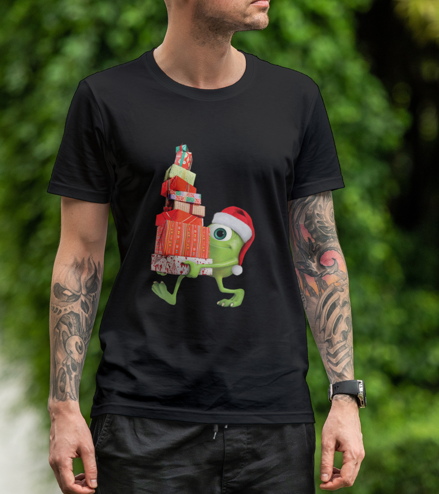 Disney Pixar Monsters University Mike Santa Carrying Christmas Presents T-Shirt