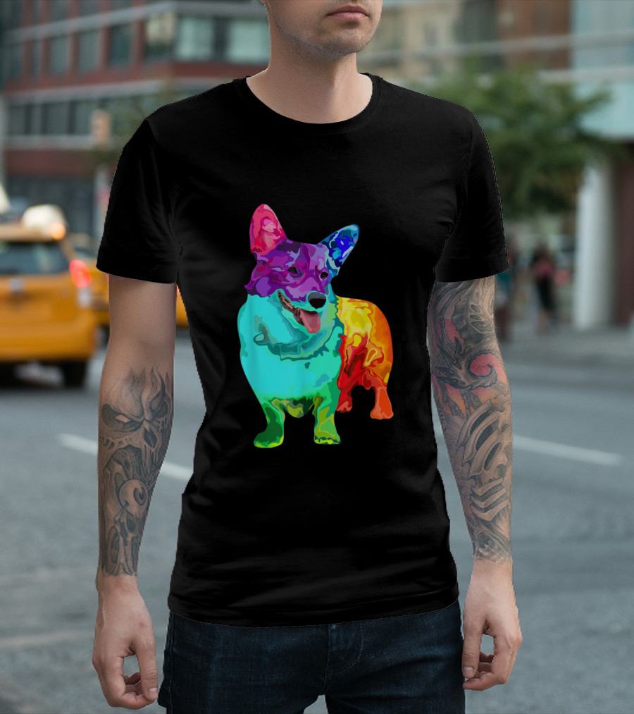 Dog Lover Welsh Corgi Colorful T-Shirt