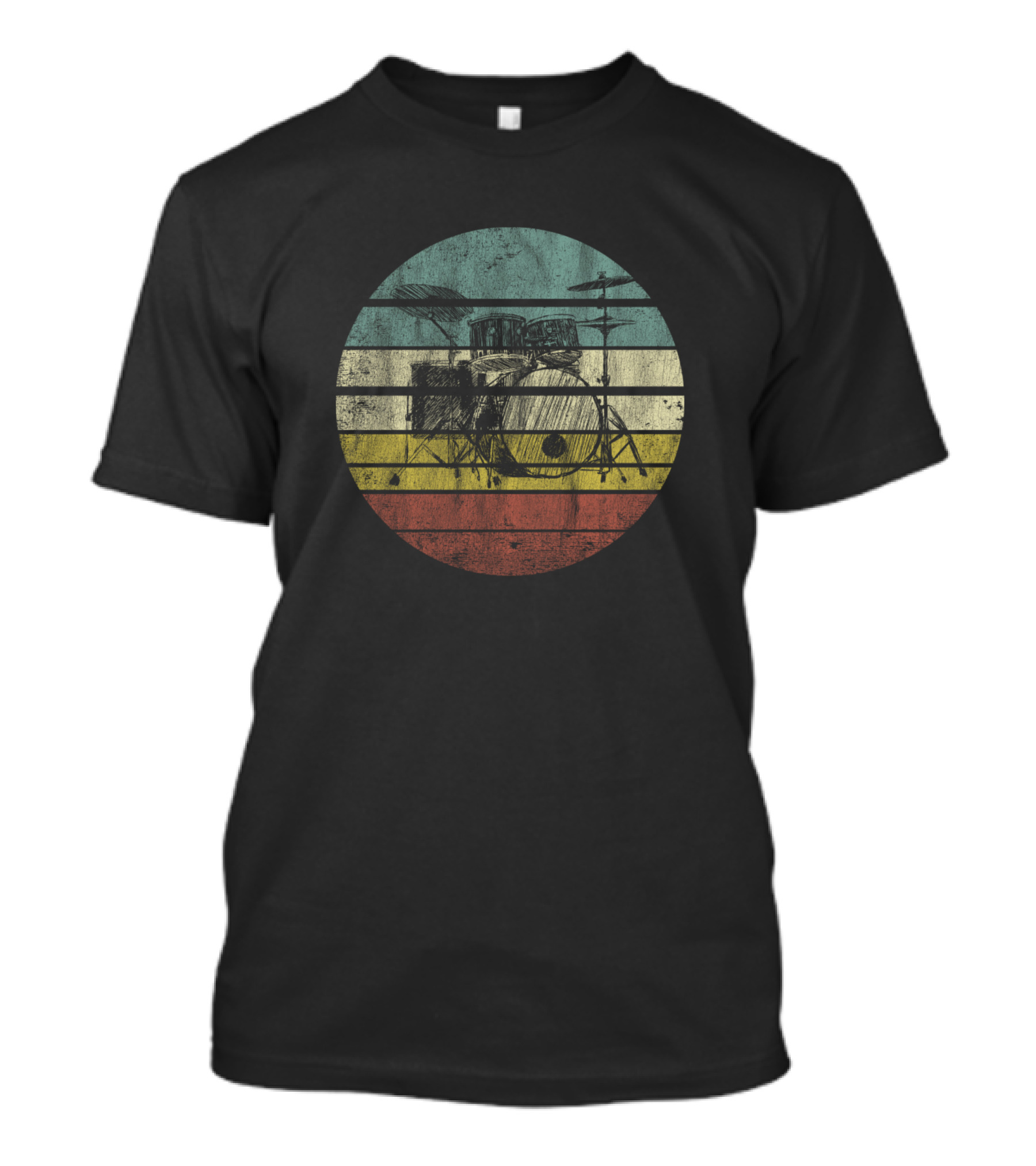 Drummer Retro Style Drum Player Vintage Drum Kit Circle T-Shirt