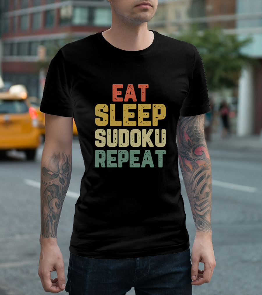 Eat Sleep Sudoku Repeat Puzzle Player Lover Vintage T-Shirt