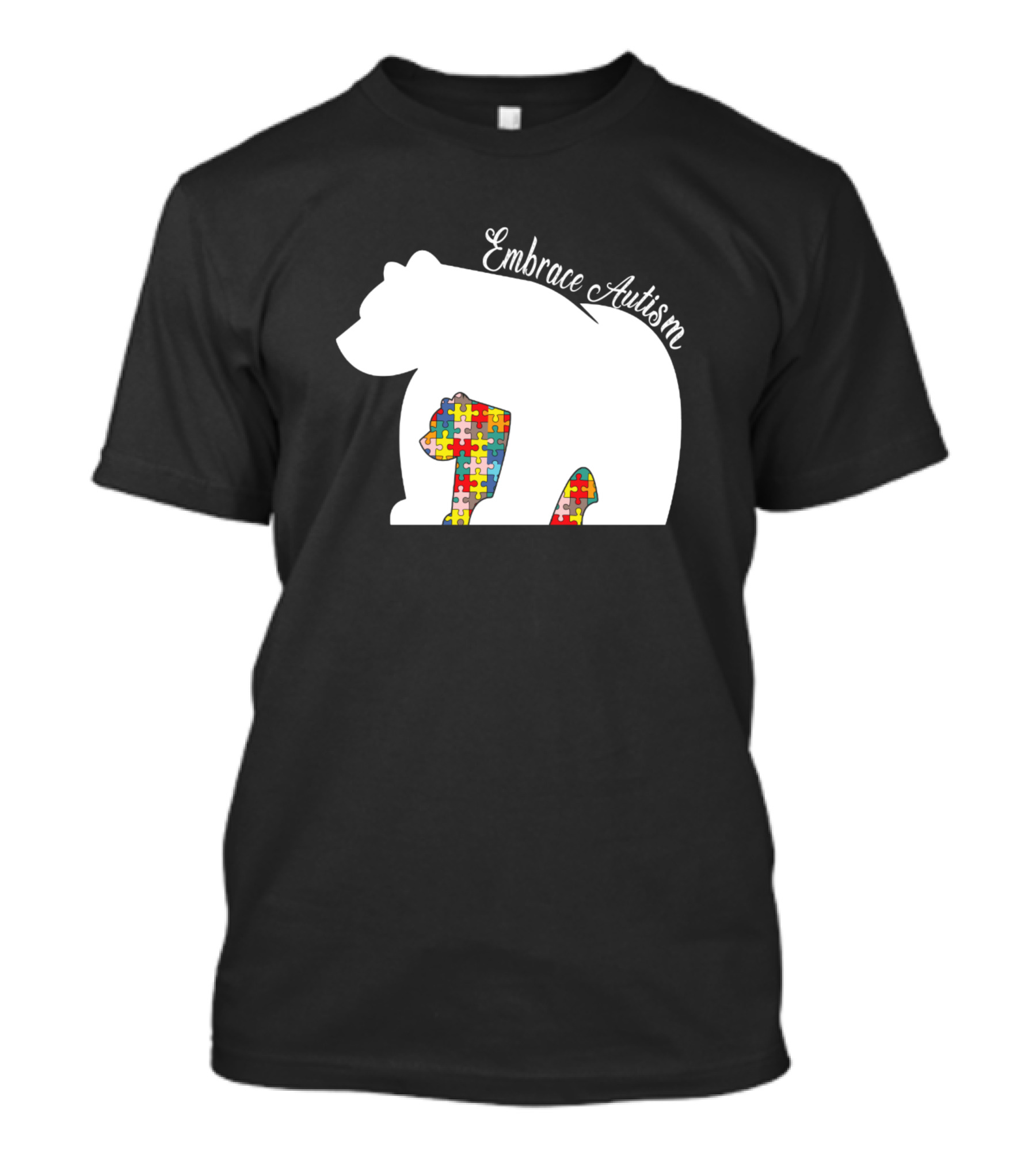 Embrace Autism Awareness Month Puzzle Bear T-Shirt