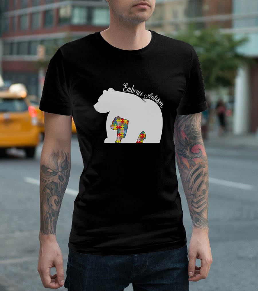 Embrace Autism Awareness Month Puzzle Bear T-Shirt