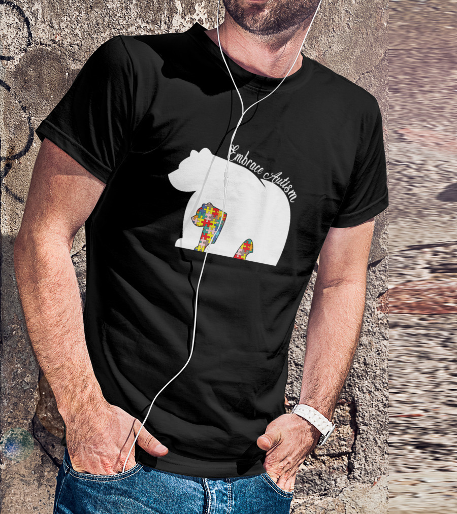 Embrace Autism Awareness Month Puzzle Bear T-Shirt