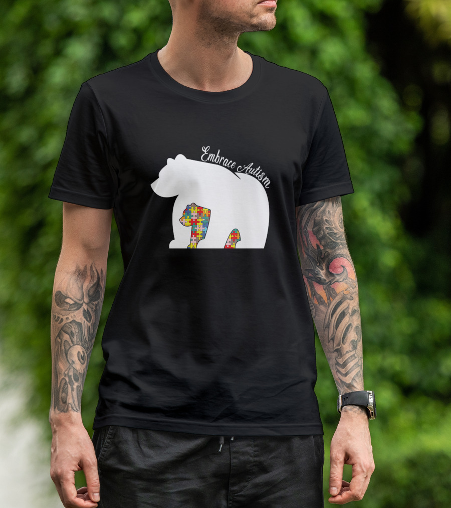 Embrace Autism Awareness Month Puzzle Bear T-Shirt
