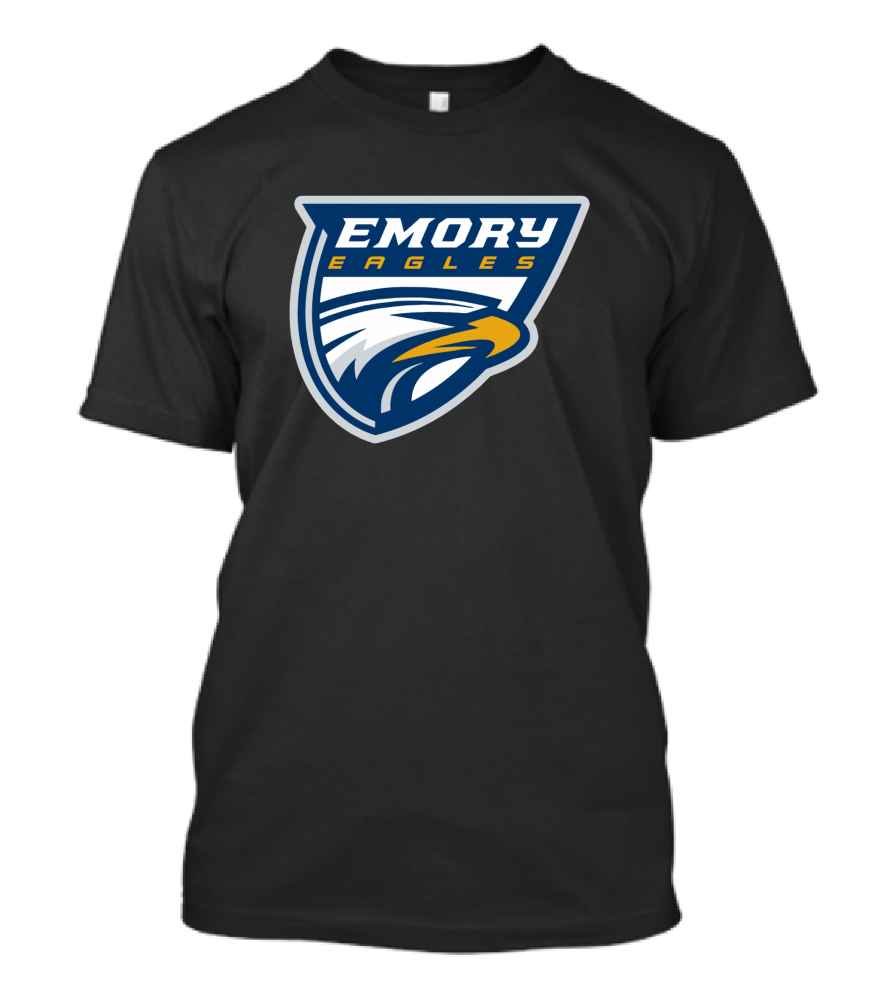 Emory Eagles Bold Logo With Eagle Head In Shield Emblem T-Shirt
