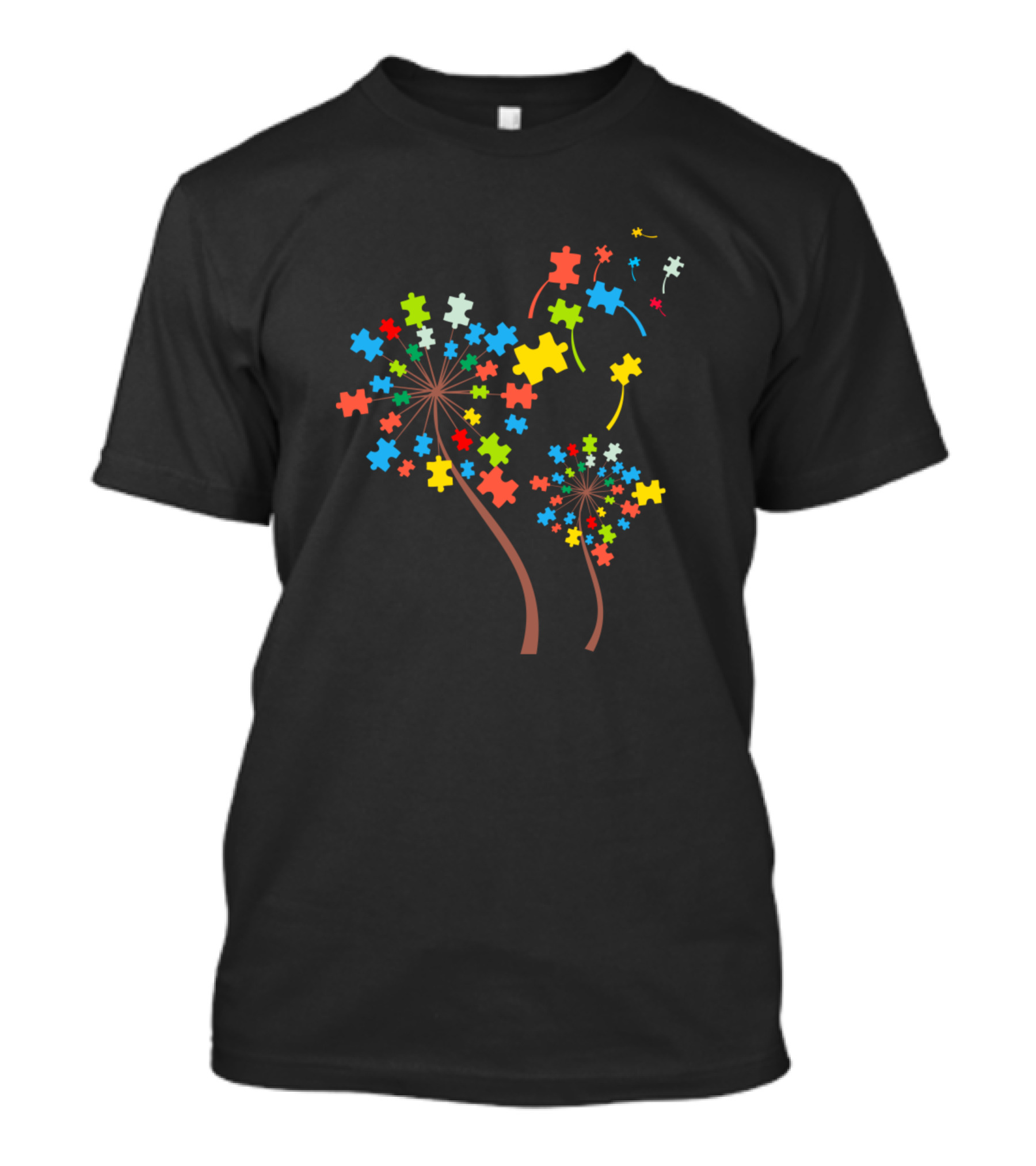Fly Dandelion Puzzle Pieces Autism Awareness Iconic T-Shirt