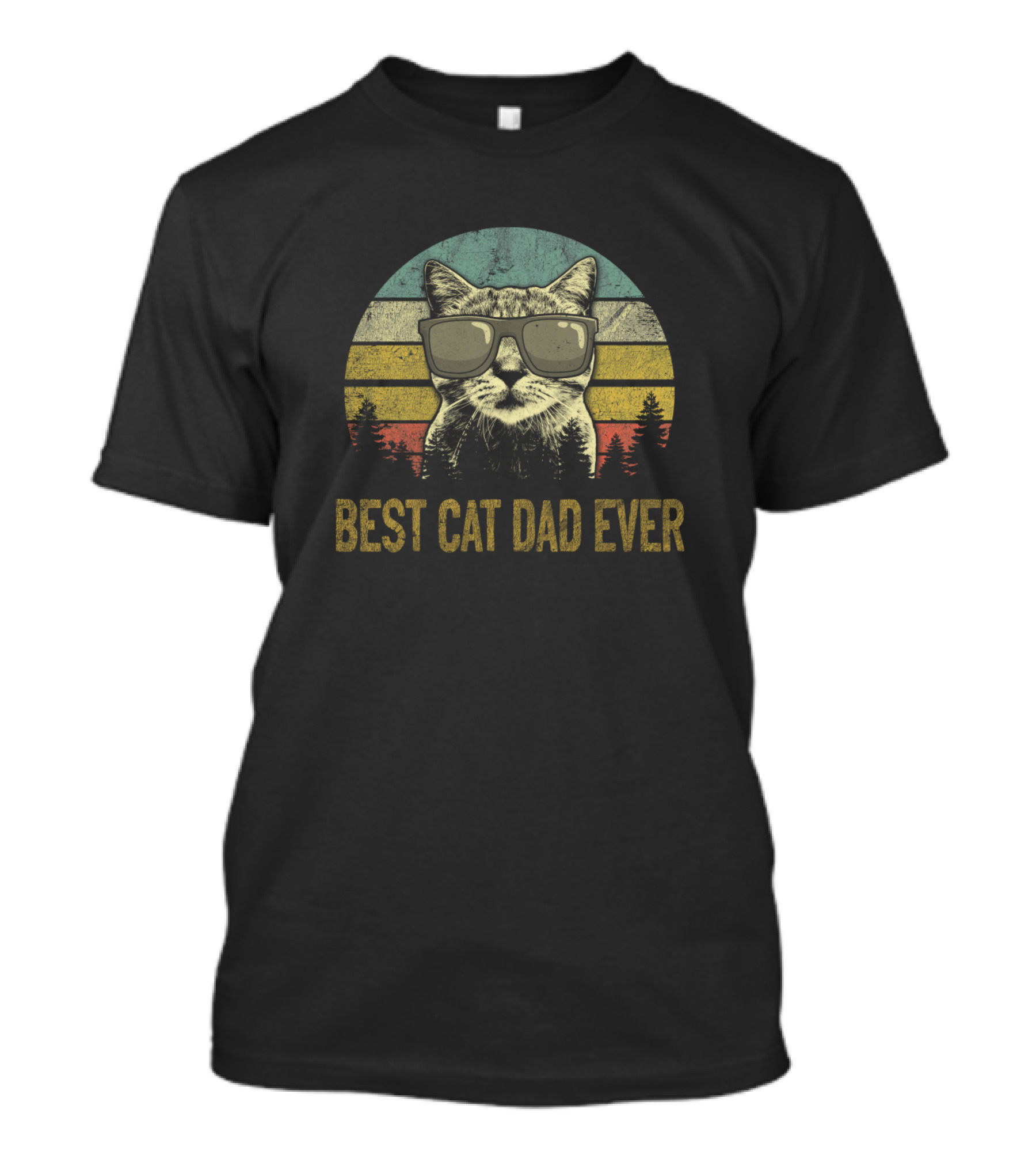 Best Cat Dad Ever Retro Sunglasses Cat Daddy Lover T-Shirt