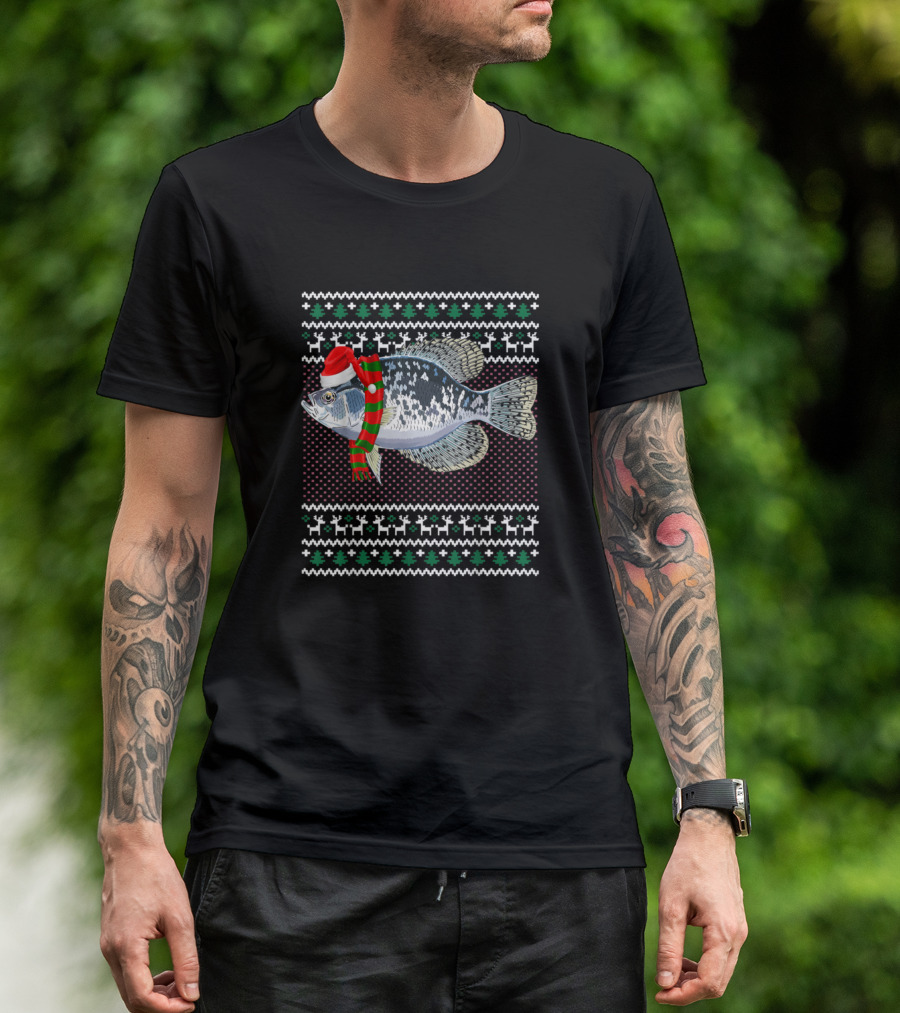 Funny Xmas Santa Hat Crappie Ugly Christmas T-Shirt