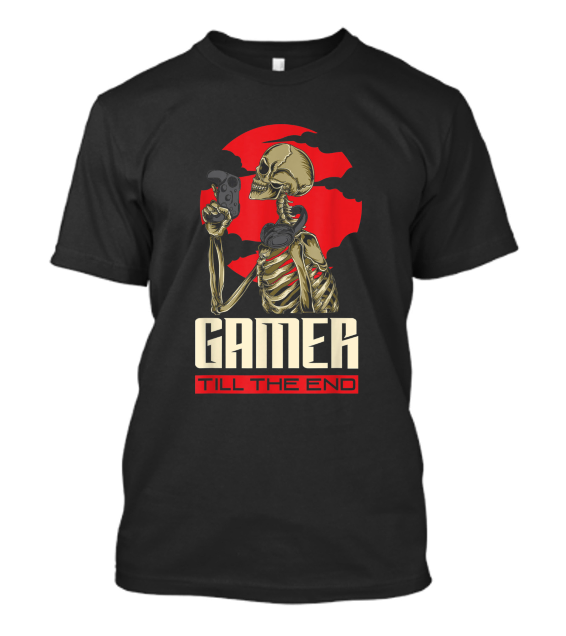 Gamer Till The End Skeleton With Controller Video Gaming T-Shirt