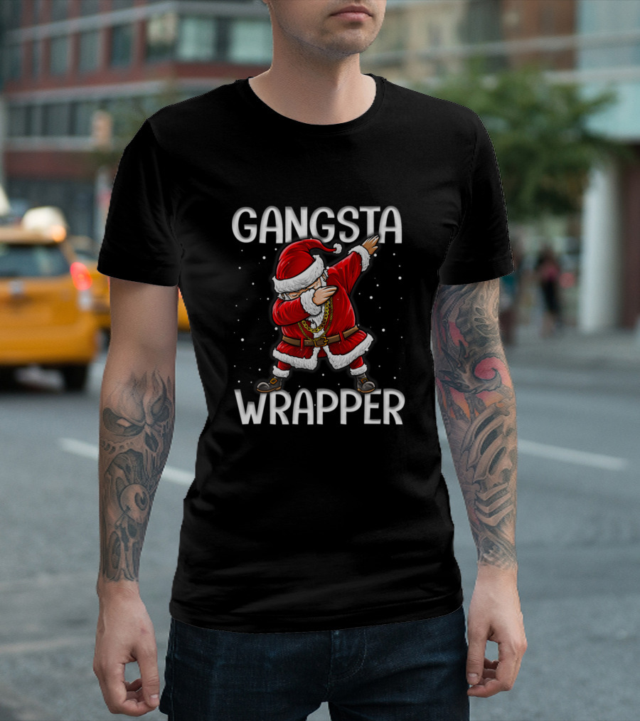 Gangsta Wrapper Dabbing Santa Christmas Humor T-Shirt