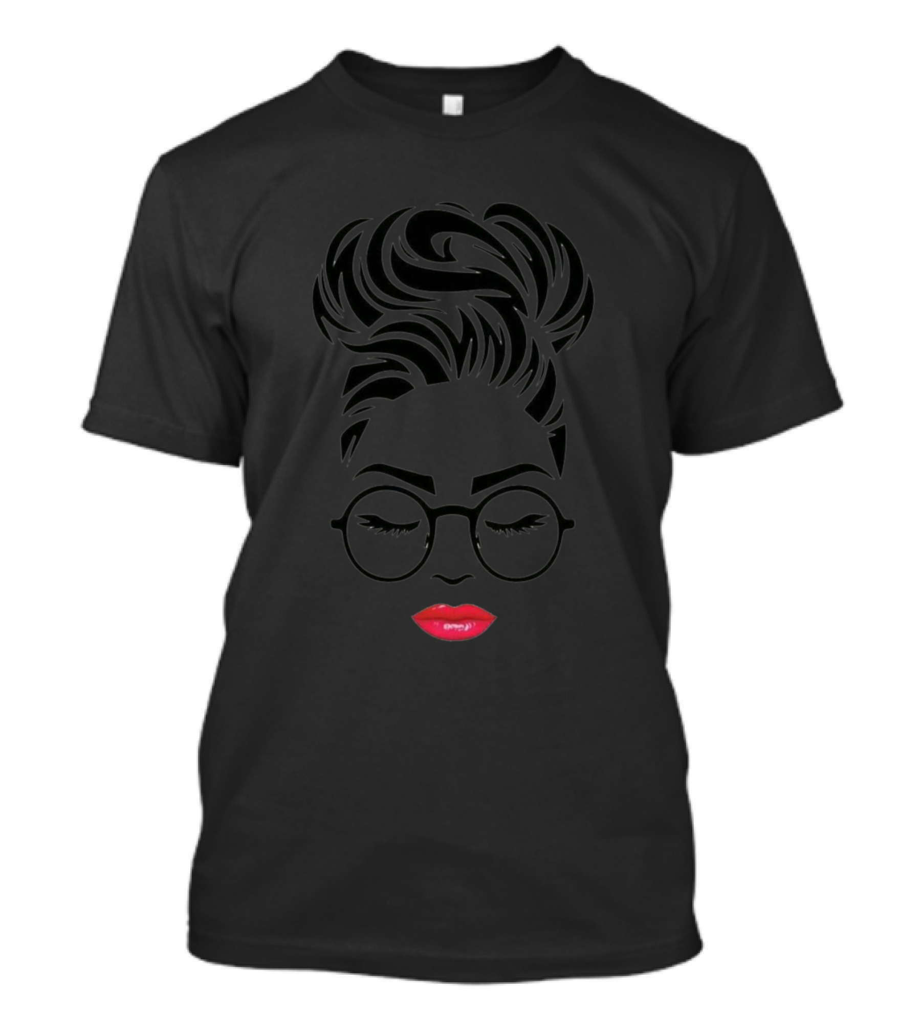 Girl Hairstyle With Glasses And Red Lips T-Shirt