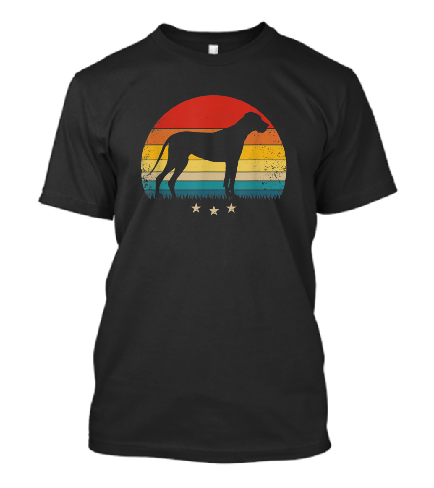 Great Dane Retro Silhouette With Stars T-Shirt