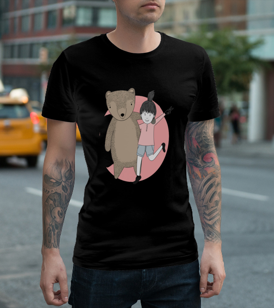 Happy With Bestfriends Bear and Girl Hugging T-Shirt