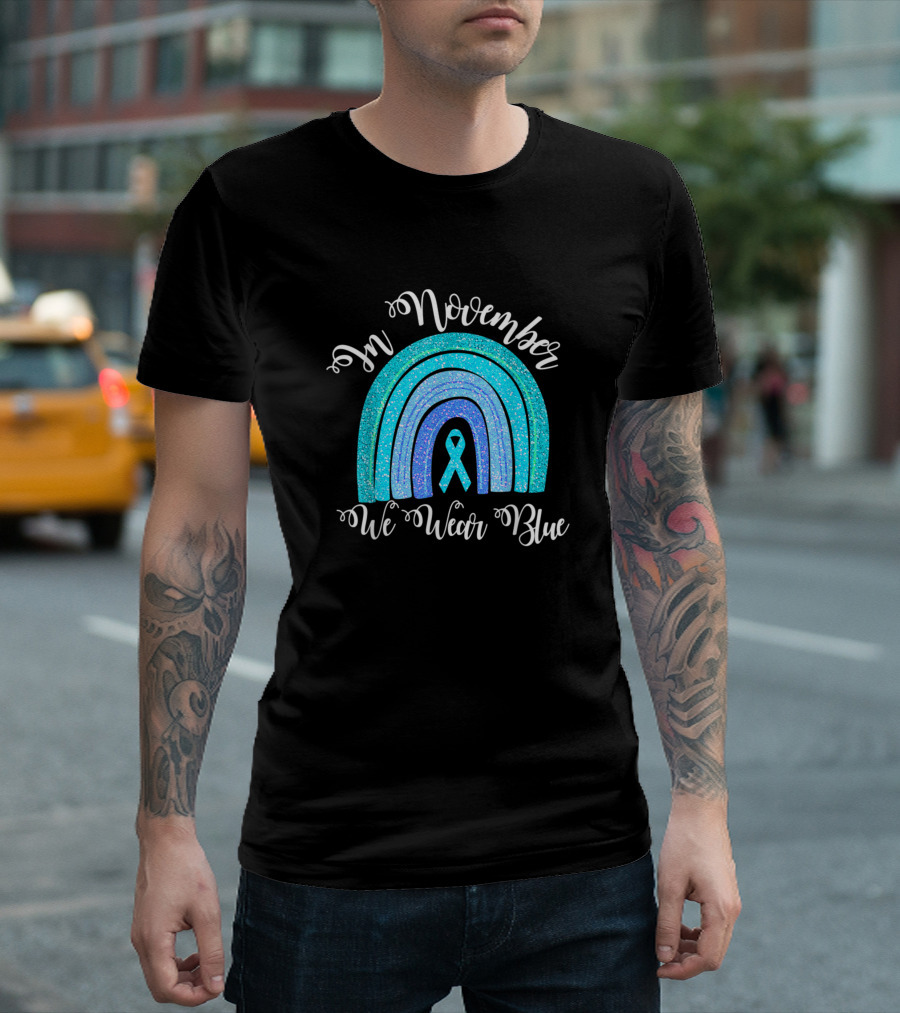 In November We Wear Blue Rainbow Autism Awareness T-Shirt