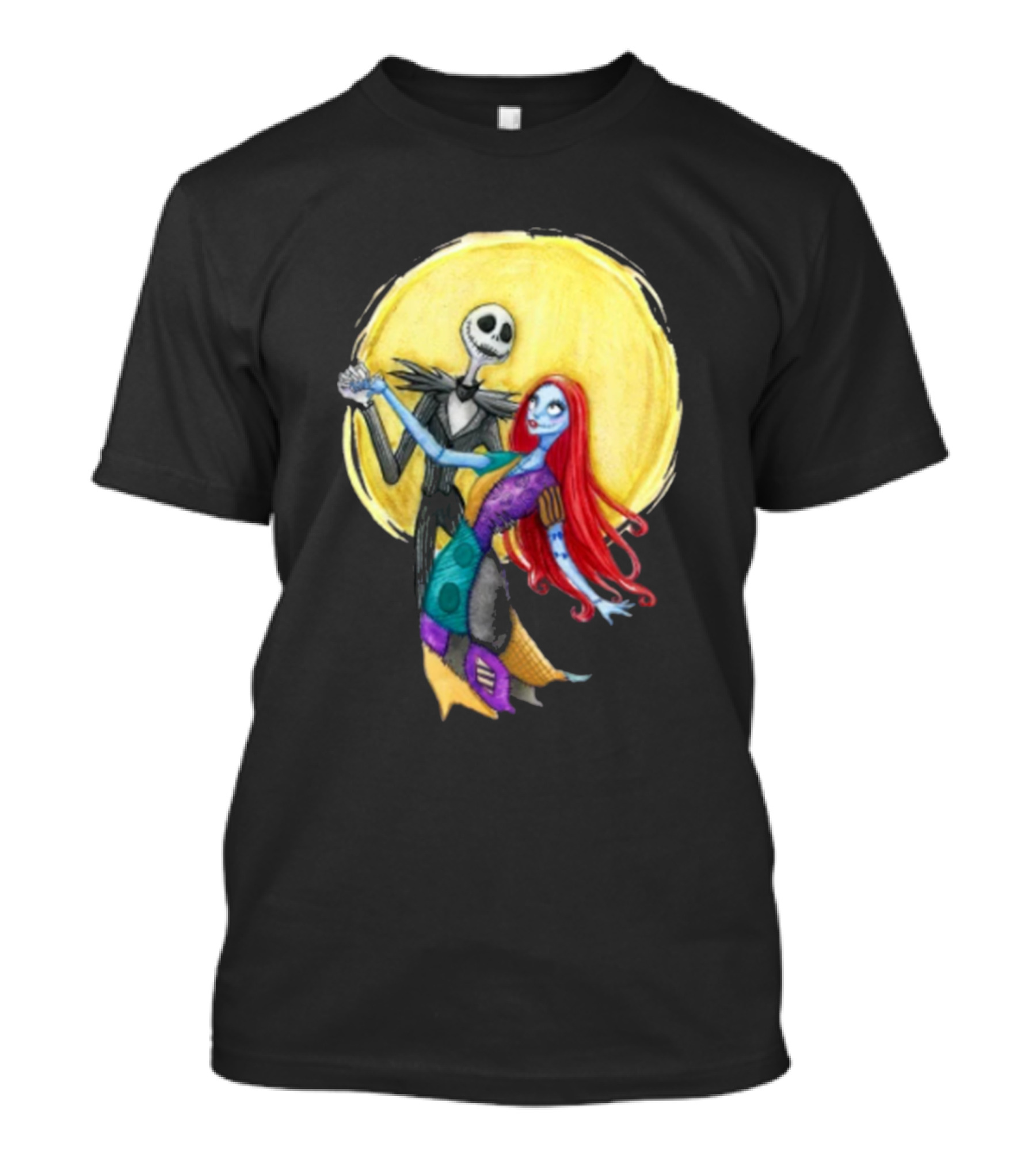 Jack And Sally Watercolor Moon Dance T-Shirt