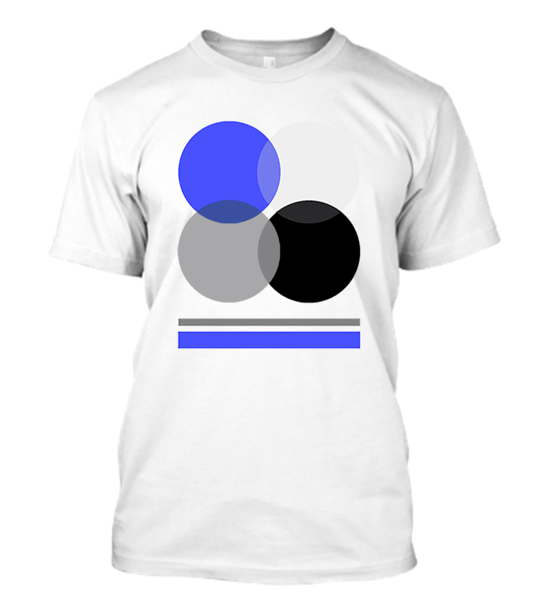 Kevin Chase Blue Gray Black White Circles T-Shirt