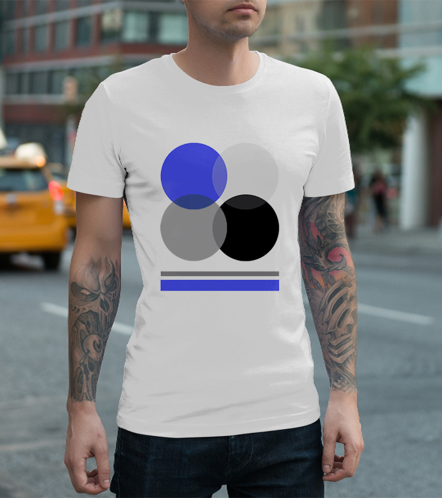Kevin Chase Blue Gray Black White Circles T-Shirt