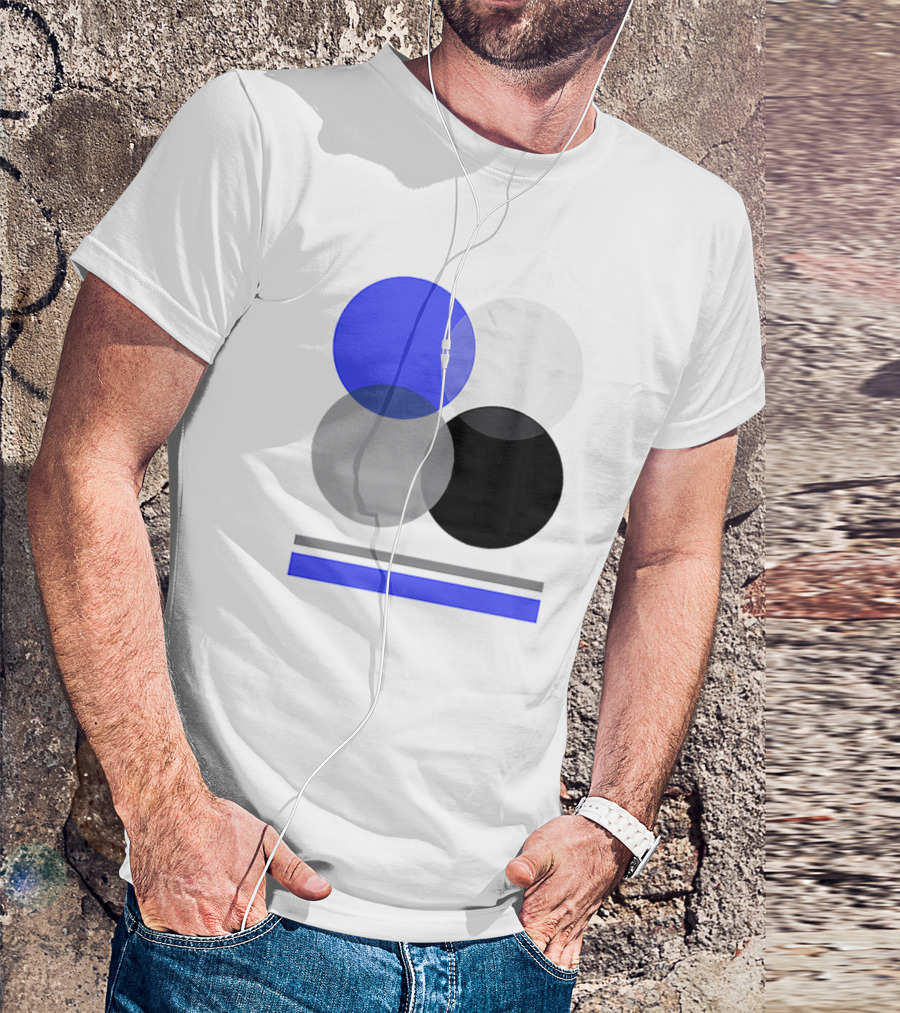 Kevin Chase Blue Gray Black White Circles T-Shirt