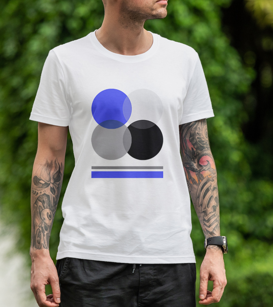 Kevin Chase Blue Gray Black White Circles T-Shirt