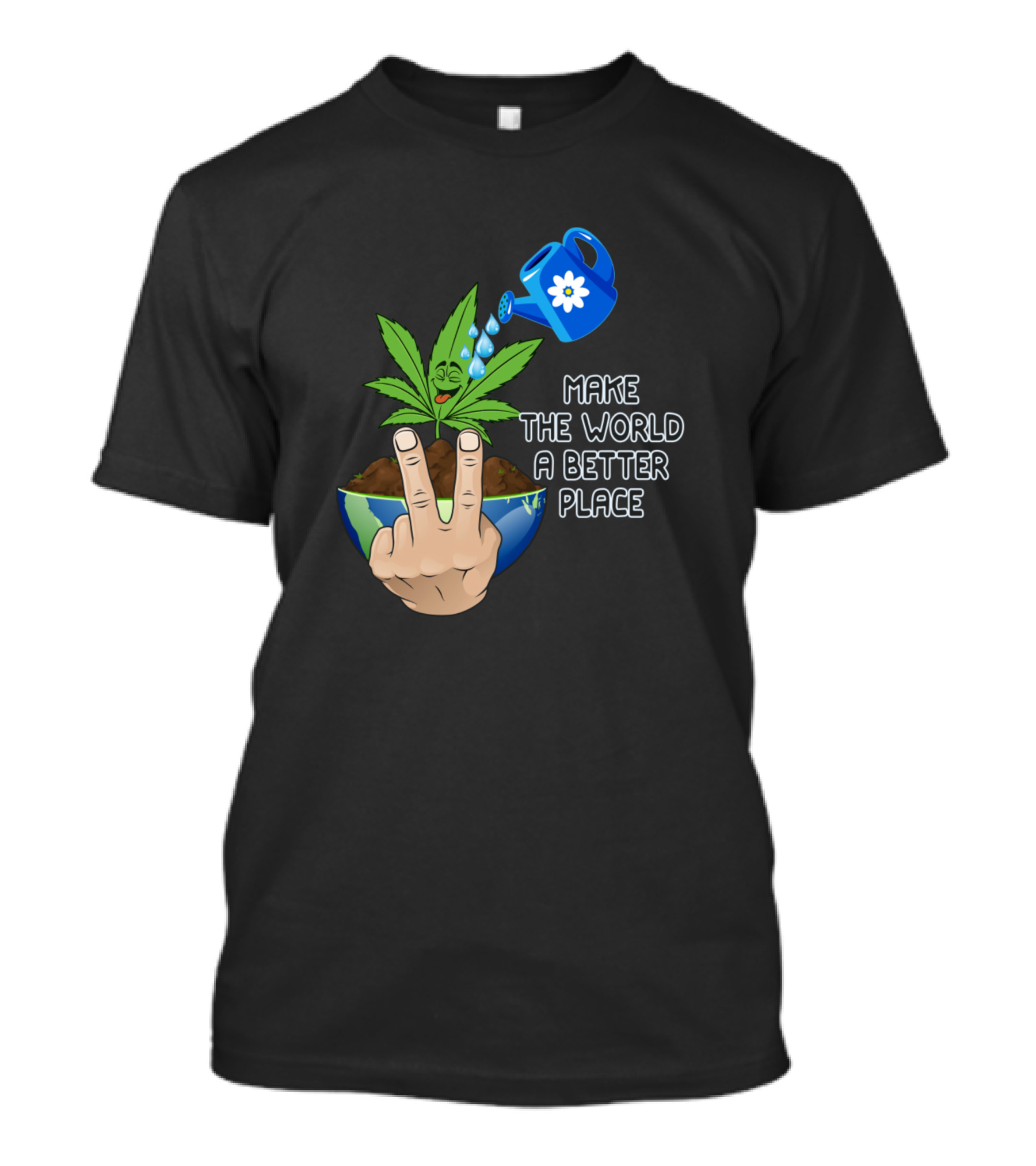 Make The World A Better Place Watering Peace Sign Globe Plant T-Shirt