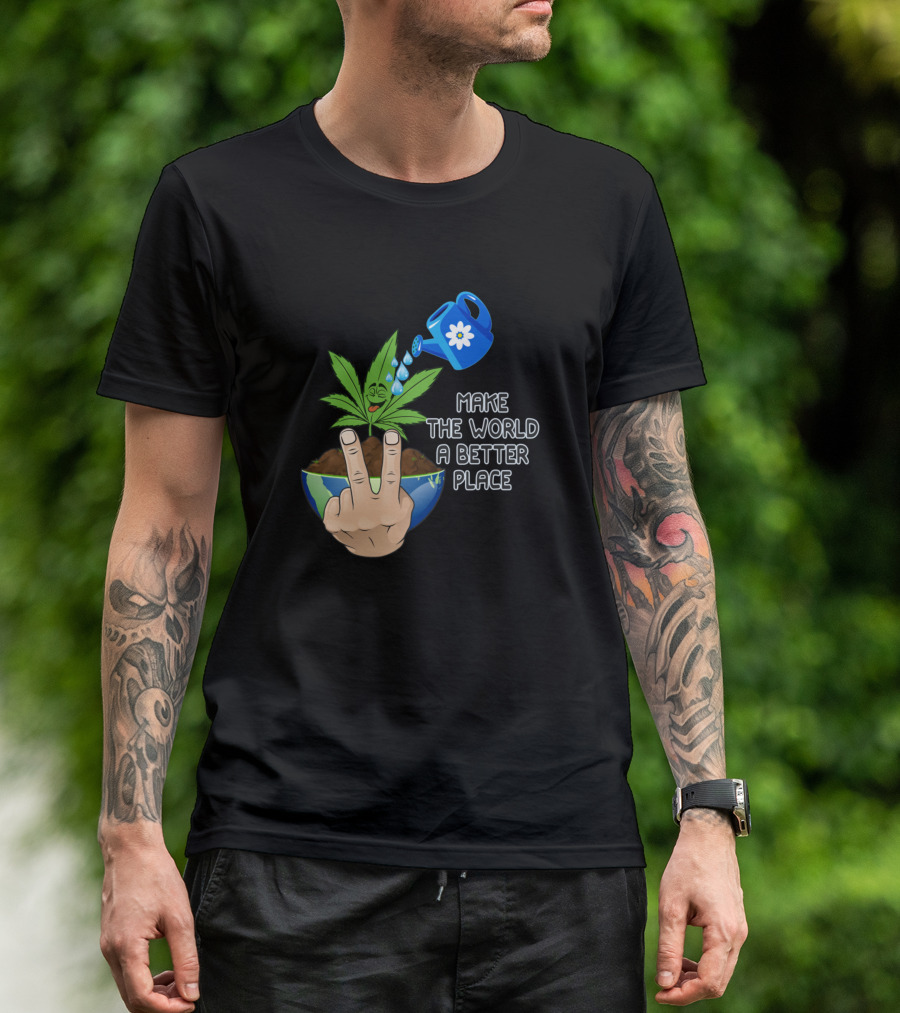 Make The World A Better Place Watering Peace Sign Globe Plant T-Shirt