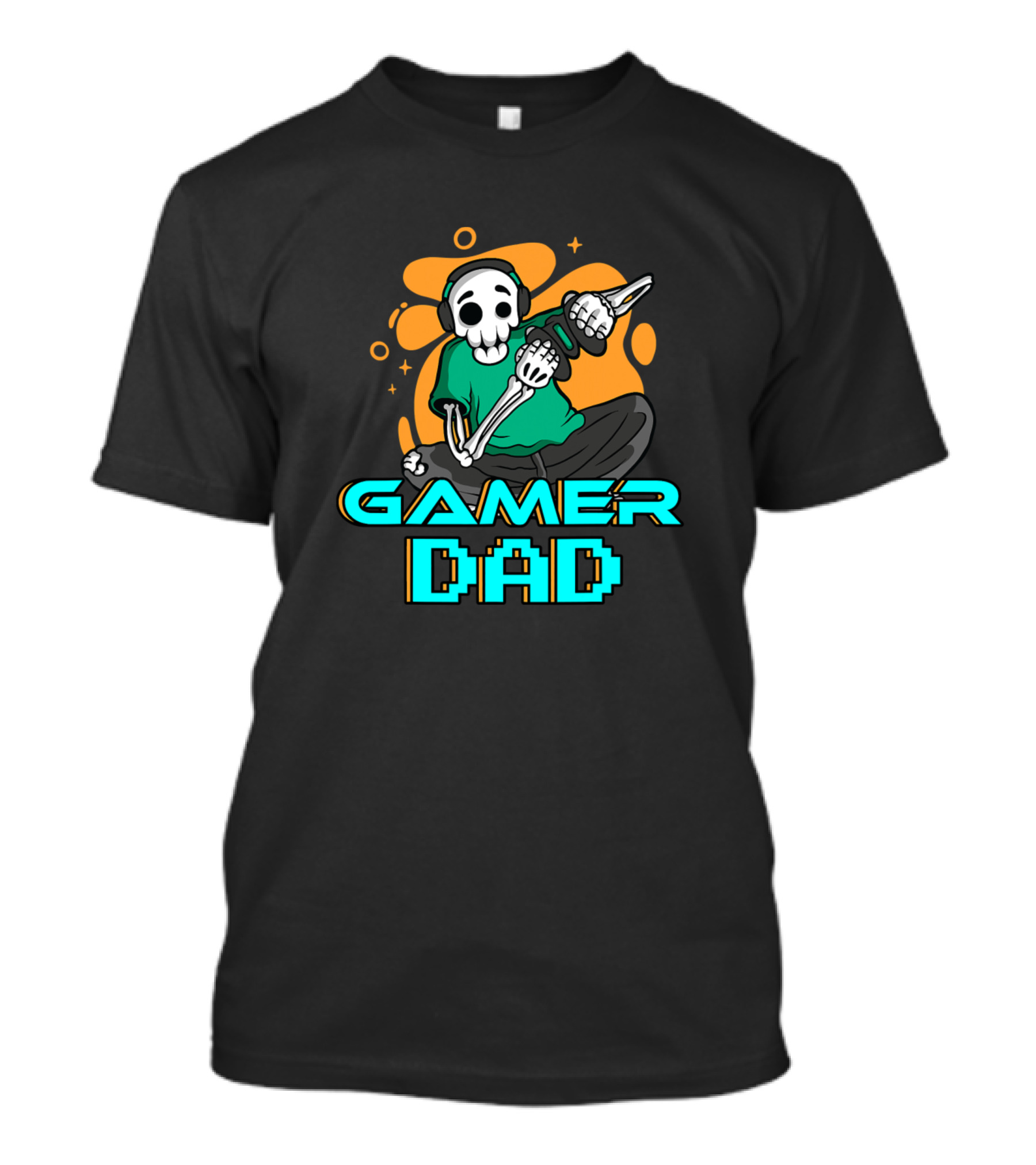 Gamer Dad Funny Gaming Skeleton Headphones Controller Spoof T-Shirt