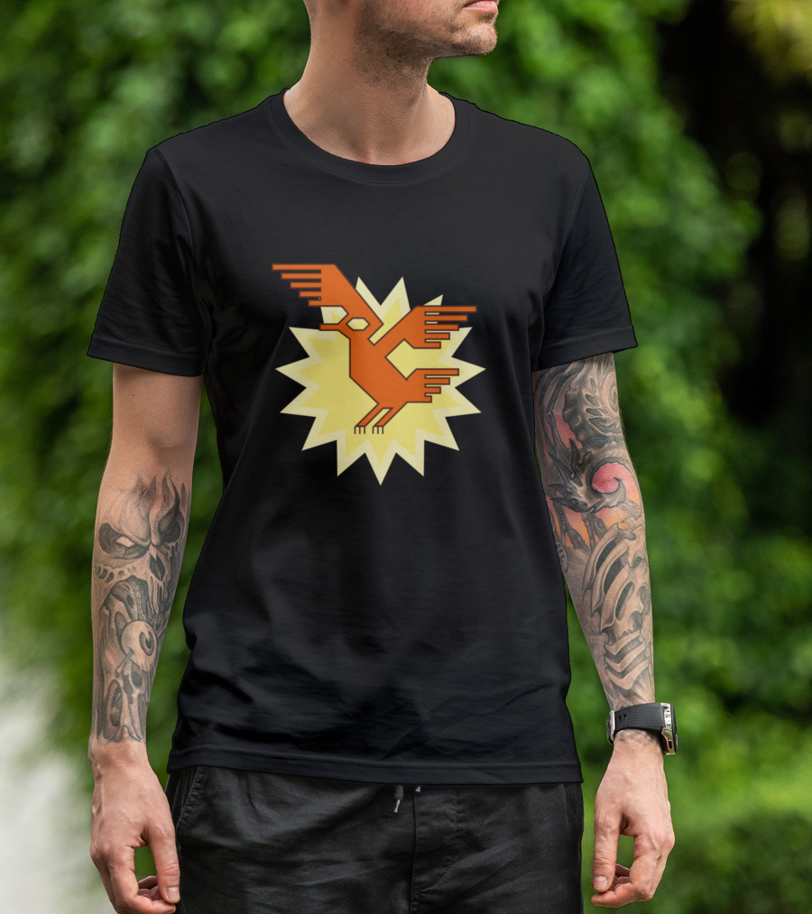 Native South American Motif Condor Bird Stylized Starburst Emblem T-Shirt
