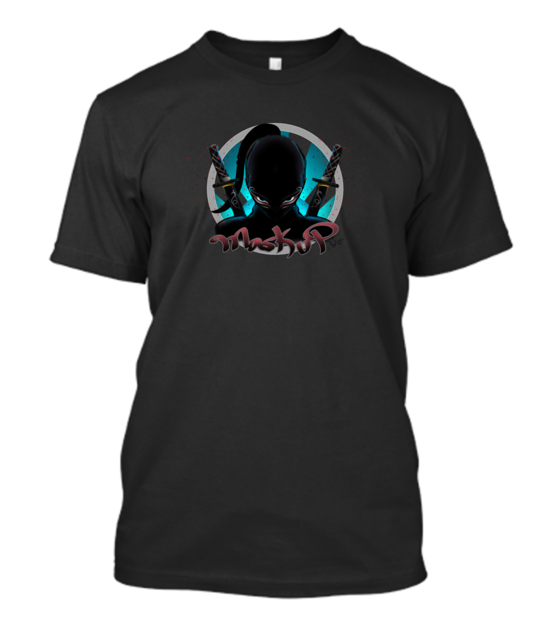 Ninja Mask Up Stealthy Warrior With Dual Swords T-Shirt